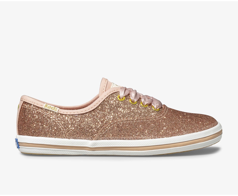 Basket Keds Enfant Rose Doré - Kate Spade New York Champion Glitter - 283-IGZYMR